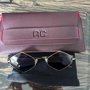 Branded Women's Black Lens Sunglasses with Gold Frame